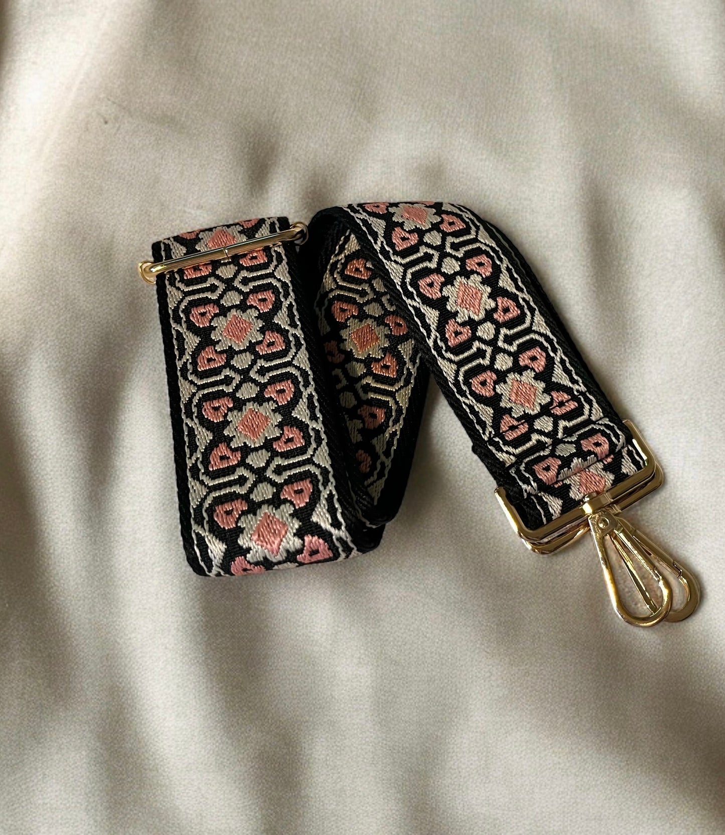 Floral embroidery purse strap