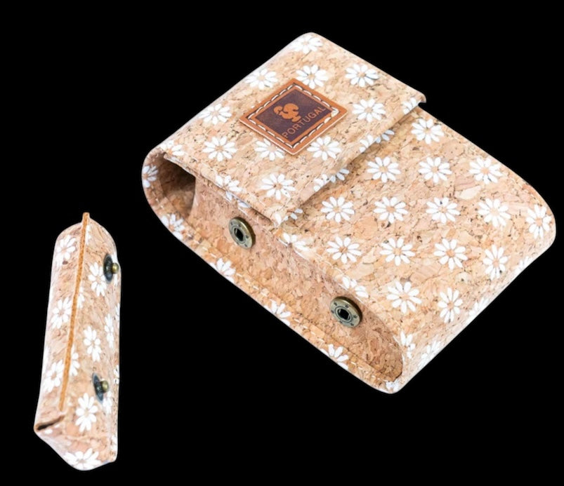 Pink Floral Natural cork cigarette case