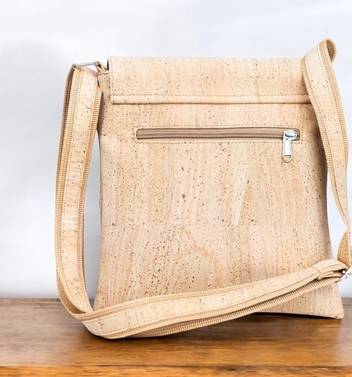 Natural cork cross body gag with adjustable strap