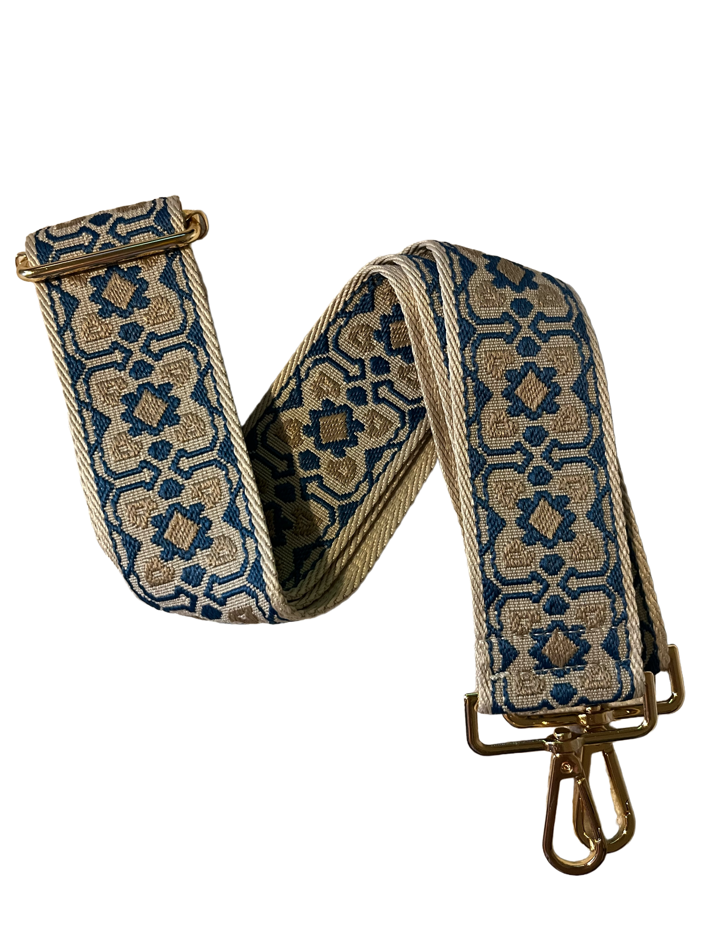 Blue Floral embroidery purse strap