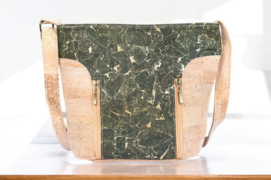 Green and Gold crossbody cork bag