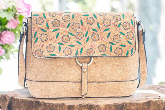 Multi color cork crossbody